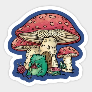 Cottagecore Aesthetic Mushrooms and Frog Cartoon Sticker